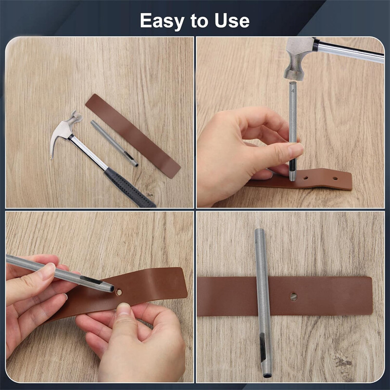 1/10 vnt. odiniai skylių štampavimo įrankiai „pasidaryk pats“ rankų darbo diržo perforavimo įrankis „Leathercraft“ tuščiavidurio gręžimo perforatoriaus rinkinys