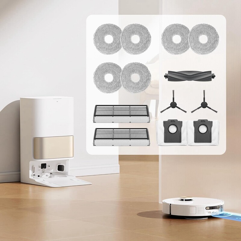 Skirta Dreame L10s Pro Ultra Robot dulkių siurbliui Pagrindinis šoninis šepetys Hepa filtrai Šluostiniai dulkių maišeliai priedų rinkinys