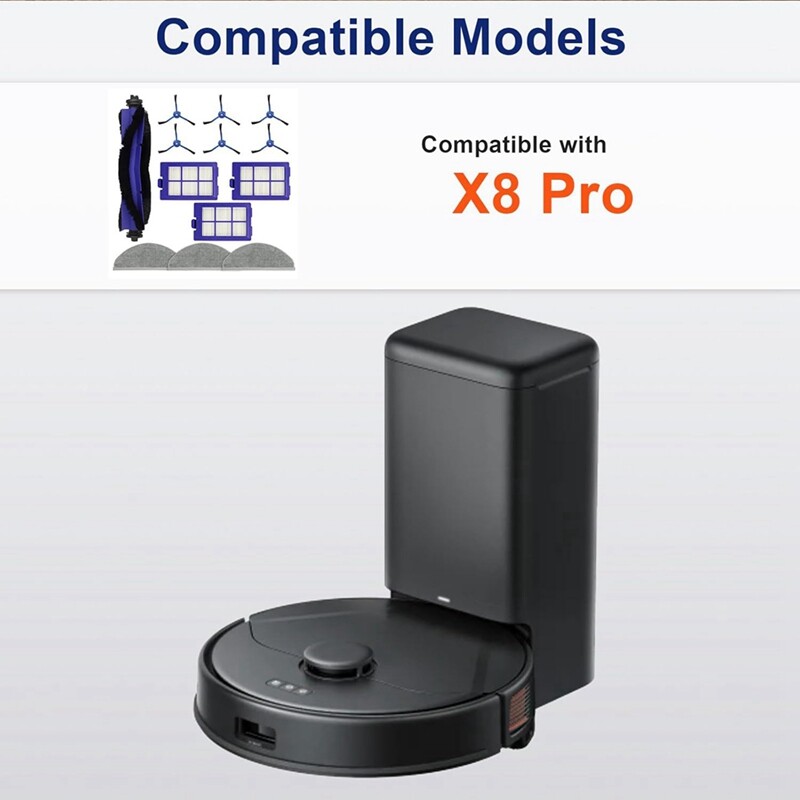 Pre robotický vysávač Eufy Robovac X8/X8 Hybrid/X8 Pro, hlavná bočná kefa, HEPA filtre, náhradné diely na mop.