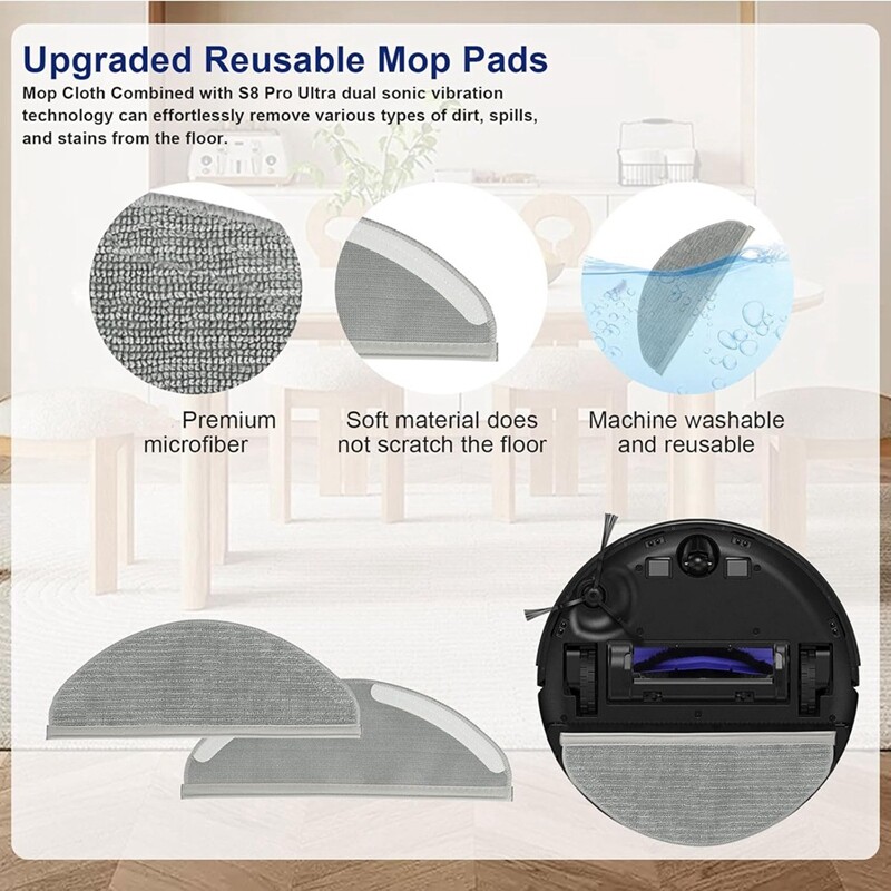 Pre robotický vysávač Eufy Robovac X8/X8 Hybrid/X8 Pro, hlavná bočná kefa, HEPA filtre, náhradné diely na mop.