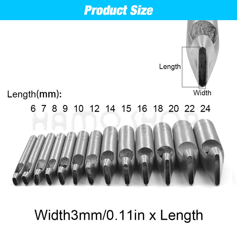 1vnt 2mm/3mm pločio odinis ovalios formos skylių perforatorius plieninis rankdarbis tuščiaviduris perforatorius odinis įrankiai odinis diržas perforatorius, pasidaryk pats