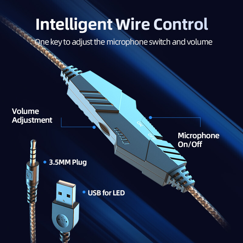Căști de jocuri cu fir cu lumină LED cu mufă de 3,5 mm Sunet surround HD Microfon pentru PC Computer Laptop PS4 PS5 XBox Switch Căști