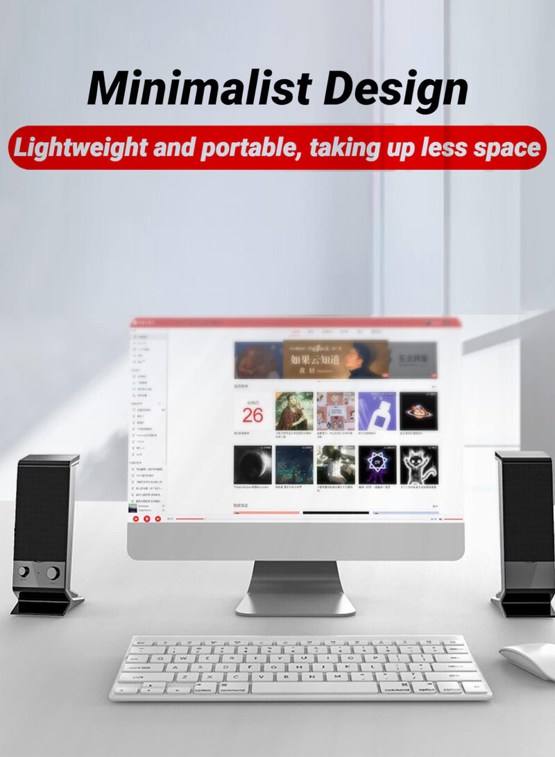 Datora skaļruņi Kompakti un smalki klēpjdatora skaļruņi ar skaļuma regulēšanu un 3,5 Mm audio spraudni, ar USB darbināmu galddatora skaļruni