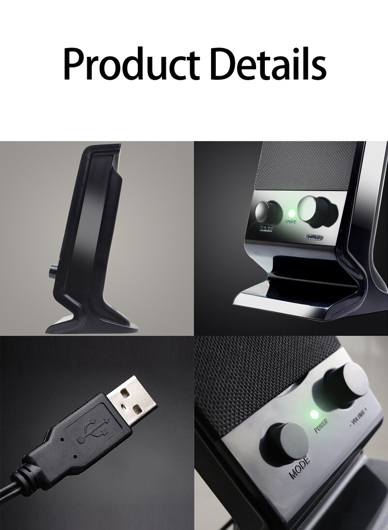 Datora skaļruņi Kompakti un smalki klēpjdatora skaļruņi ar skaļuma regulēšanu un 3,5 Mm audio spraudni, ar USB darbināmu galddatora skaļruni