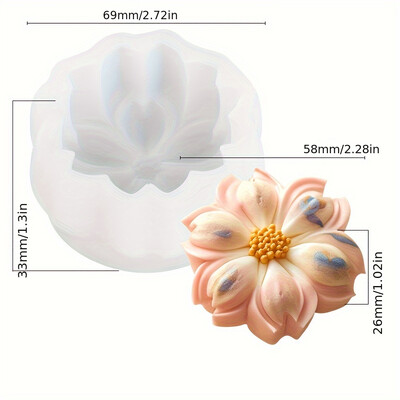 Reljefinė sakuros formos žvakė, silikoninė forma, sukrauti žiedlapiai lelijos gėlės dervos muilo formos šokolado žvakių šviesoje vakarienės dekoro dovana