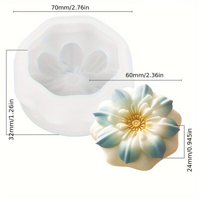 Reljefinė sakuros formos žvakė, silikoninė forma, sukrauti žiedlapiai lelijos gėlės dervos muilo formos šokolado žvakių šviesoje vakarienės dekoro dovana