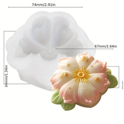 Reljefinė sakuros formos žvakė, silikoninė forma, sukrauti žiedlapiai lelijos gėlės dervos muilo formos šokolado žvakių šviesoje vakarienės dekoro dovana