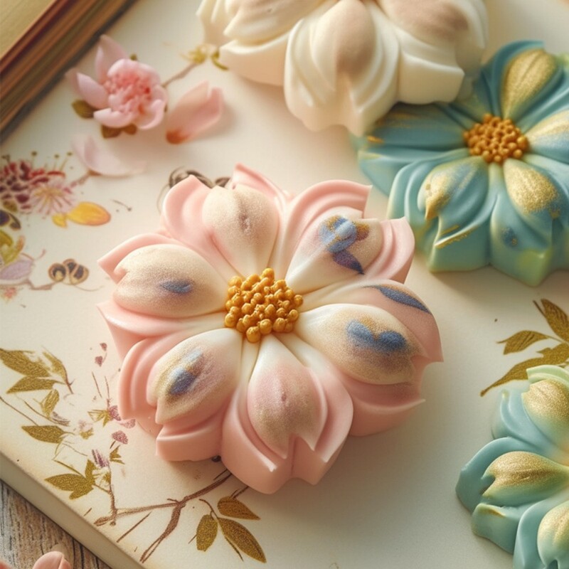 Reljefinė sakuros formos žvakė, silikoninė forma, sukrauti žiedlapiai lelijos gėlės dervos muilo formos šokolado žvakių šviesoje vakarienės dekoro dovana