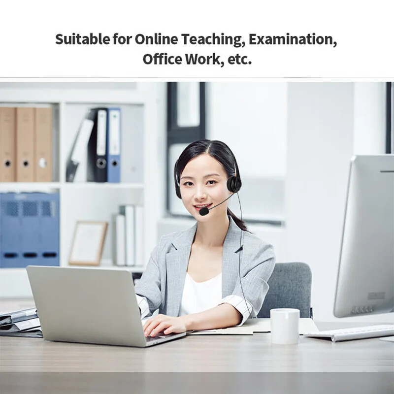 PC számítógép laptop fejhallgató zajszűrő mikrofonnal Csevegés Hálózat Oktatás Videokonferencia USB vezetékes fejhallgató