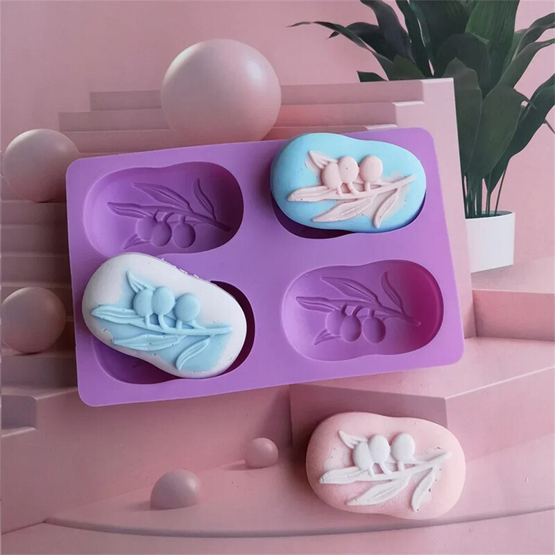 2024DIY ovális kézzel készített szappankészítő eszköz 4 lyukú olajfa szilikon szappanforma csokoládéhab zselés tészta Desszertek sütőforma
