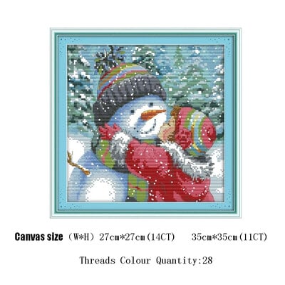 HUACAN Siuvinėjimo Sniego senelis Rankdarbiai Kryžminio dygsnio žiemos sniego rinkinys „Pasidaryk pats“ dovanų namų dekoravimas balta drobė 11CT 14CT