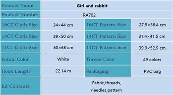 Joy Sunday Cross Stitch Kit Girl And Rabbit HD Pattern Aida 16/14/11CT Counted Printed Canva DIY Kit Embroidery Hand Crafts New