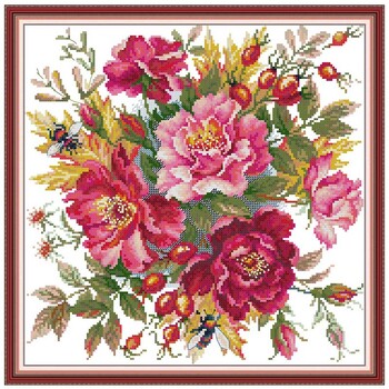 Peony Bloom Flower Patterns Counted Cross Stitch Σετ DIY 11CT 14CT 16CT Stamped DMC Kit Cross-stitch Kit Κέντημα Κεντήματα χειροτεχνίας