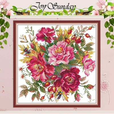 Peony Bloom Flower Patterns set brojanih križića DIY 11CT 14CT 16CT žigosani DMC komplet za križić vezenje Ručni rad