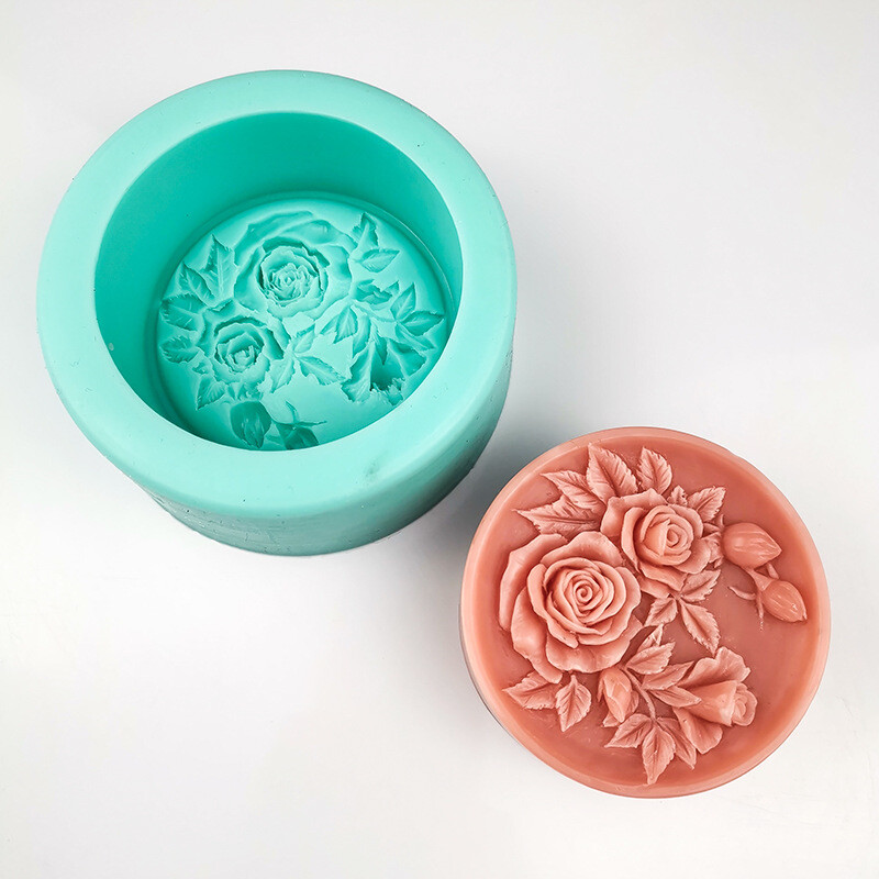 Kerek rózsa kézzel készített szappan szilikon forma virág barkács gyertyakészítő készlet gipsz fondant torta csokoládé sütőforma ajándékok otthoni dekoráció
