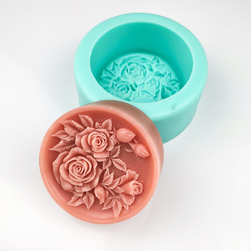 Kerek rózsa kézzel készített szappan szilikon forma virág barkács gyertyakészítő készlet gipsz fondant torta csokoládé sütőforma ajándékok otthoni dekoráció