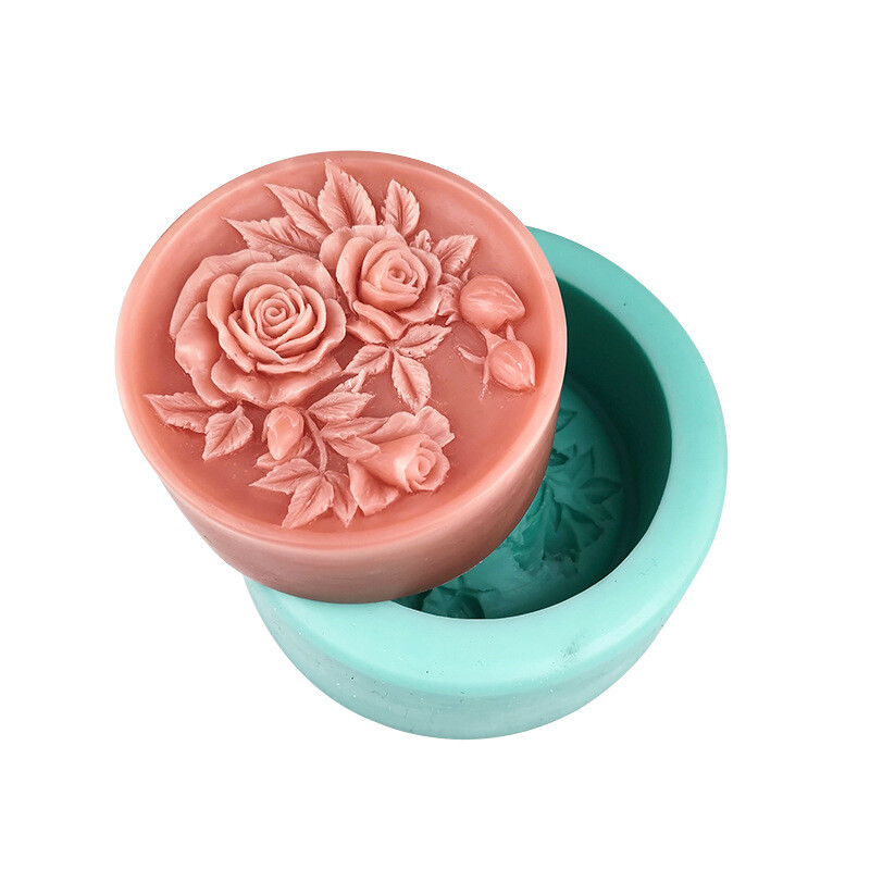 Kerek rózsa kézzel készített szappan szilikon forma virág barkács gyertyakészítő készlet gipsz fondant torta csokoládé sütőforma ajándékok otthoni dekoráció