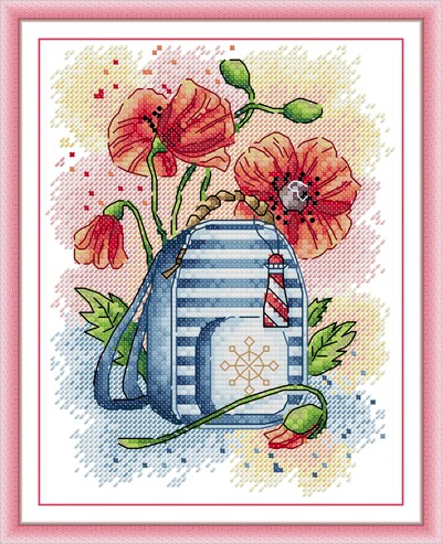 Joy Sunday előrenyomott keresztszemes készlet Easy Pattern Aida pecsétes szövethímző készlet - Iskolatáska Yume-okkal