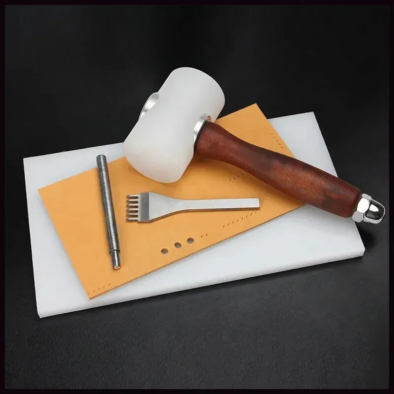 Odos drožyba amatų plaktuko įrankių rinkinys Karvės odos štampavimo pjovimo siuvimo „pasidaryk pats“ įrankiai Plaktukas, odos perforavimo įrankiai