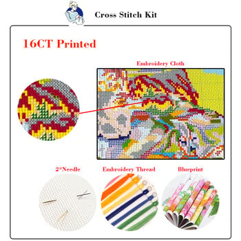 Joy Sunday Four Seasons Printed Πανί Κιτ Σταυροβελονιάς Aida 16CT 14CT Cottage DIY Κλασική Διακόσμηση Χειροποίητο Σετ Κέντημα