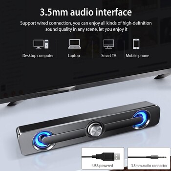 Salange Sound Bar Bluetooth Ενσύρματα ηχεία USB Μπαρ Στερεοφωνικό ηχείο για προβολέα Η/Υ Φορητός υπολογιστής Τηλέφωνο Υπολογιστής 3,5 mm Aux Speaker