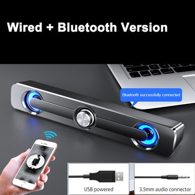Salange Sound Bar Bluetooth USB vezetékes hangszórók bár sztereó hangszóró projektorhoz PC laptop telefon számítógép 3,5 mm-es kiegészítő hangszóró