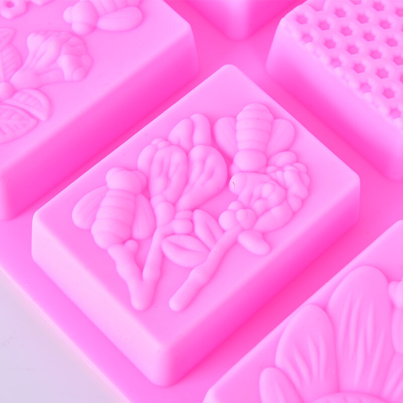 1 db Honey Bee szilikon szappan formakészítő barkácsolás kézzel készített kézműves 3D szappanforma szilikon téglalap alakú 6 formájú szappanforma