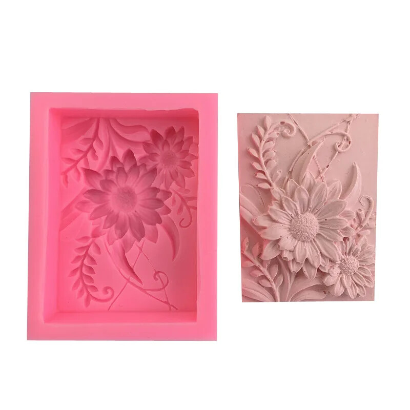 3D reliéfna kvetinová silikónová forma na mydlo, ručne vyrábané nástroje na mydlo do kúpeľne, DIY čokoládová zmrzlina na pečenie, forma na pečenie, bytové dekorácie, sviatočné darčeky