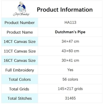 Dutchman\'s Pipe Floral Pattern Kit Cross Stitch 14CT White 16CT 11CT Printed Canvas Fabric Sewing Kit DIY Ebroidery Crafts Δώρο