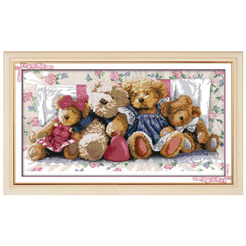 Bear Family(1) Patterns Counted Cross Stitch Σετ 11CT 14CT 16CT Stamped DMC Kit σταυροβελονιά Κεντήματα κεντήματα Διακόσμηση σπιτιού