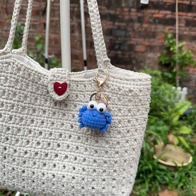Chei de mașină din lână de catifea de crab colorat croșetate manual, breloc pentru geantă, bijuterii lucrate manual, cadou cu ridicata