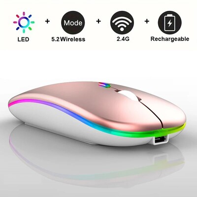 Bežični miš Gaming miš Pozadinsko osvjetljenje USB kompatibilni RGB punjivi miševi Tihi ergonomski igraći miš s pozadinskim osvjetljenjem za prijenosno računalo