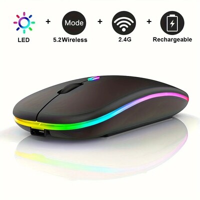 Bežični miš Gaming miš Pozadinsko osvjetljenje USB kompatibilni RGB punjivi miševi Tihi ergonomski igraći miš s pozadinskim osvjetljenjem za prijenosno računalo