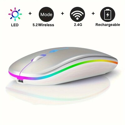 Bežični miš Gaming miš Pozadinsko osvjetljenje USB kompatibilni RGB punjivi miševi Tihi ergonomski igraći miš s pozadinskim osvjetljenjem za prijenosno računalo