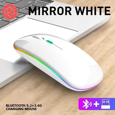 Bežični miš RGB punjivi miševi Bežični računalni miš Ergonomski miš s LED pozadinskim osvjetljenjem za prijenosno računalo