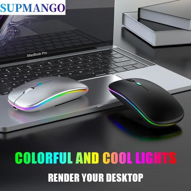 Bežični miš RGB punjivi miševi Bežični računalni miš Ergonomski miš s LED pozadinskim osvjetljenjem za prijenosno računalo