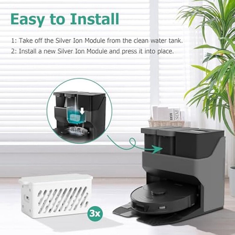 3 vnt. sidabro jonų modulio keitimas, skirtas Roborock S7 Maxv Ultra/S7 Pro Ultra/S8/S8 Pro Ultra/S8+/S8 Plus vakuuminėms atsarginėms dalims