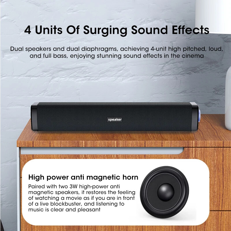 Računalni zvučnik Soundbar Žičani zvučnik Bluetooth zvučnik 4D dvostruki zvučnik Subwoofer Stereo Surround Mobilni telefon Računalo Tablet