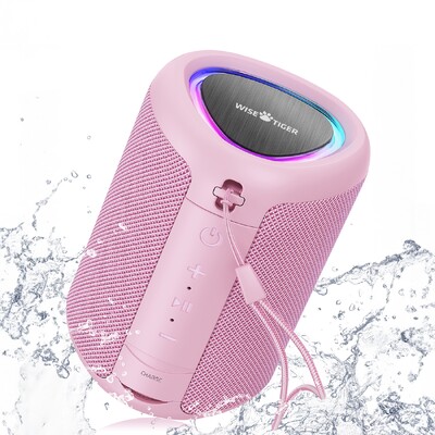 WISEIGER Mini difuzor portabil Bluetooth de exterior Difuzor fără fir uimitor de bas BT5.3 TWS Cutie de sunet pentru conectivitate cu lumină LED