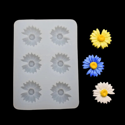 Mazā margrietiņa silikona veidne Fondant pelējuma kūka DecoTool auto aromterapijas simulācija ziedu kulonu pelējuma aromterapijas ģipša veidne