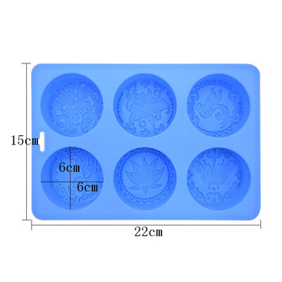 Силиконови форми за сапун с 6 кухини, кръгла форма на животински шарки Направи си сам ръчно изработена форма за сапун Преносими уникални инструменти за правене на сапун