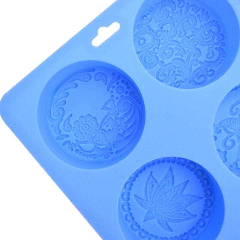 Силиконови форми за сапун с 6 кухини, кръгла форма на животински шарки Направи си сам ръчно изработена форма за сапун Преносими уникални инструменти за правене на сапун