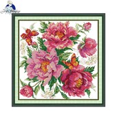 Súprava na krížikovú výšivku Joy Sunday Peony Invitations Motýle Vzor HD vzor Potlačená látka Aida 16/14CT Vyšívacia súprava