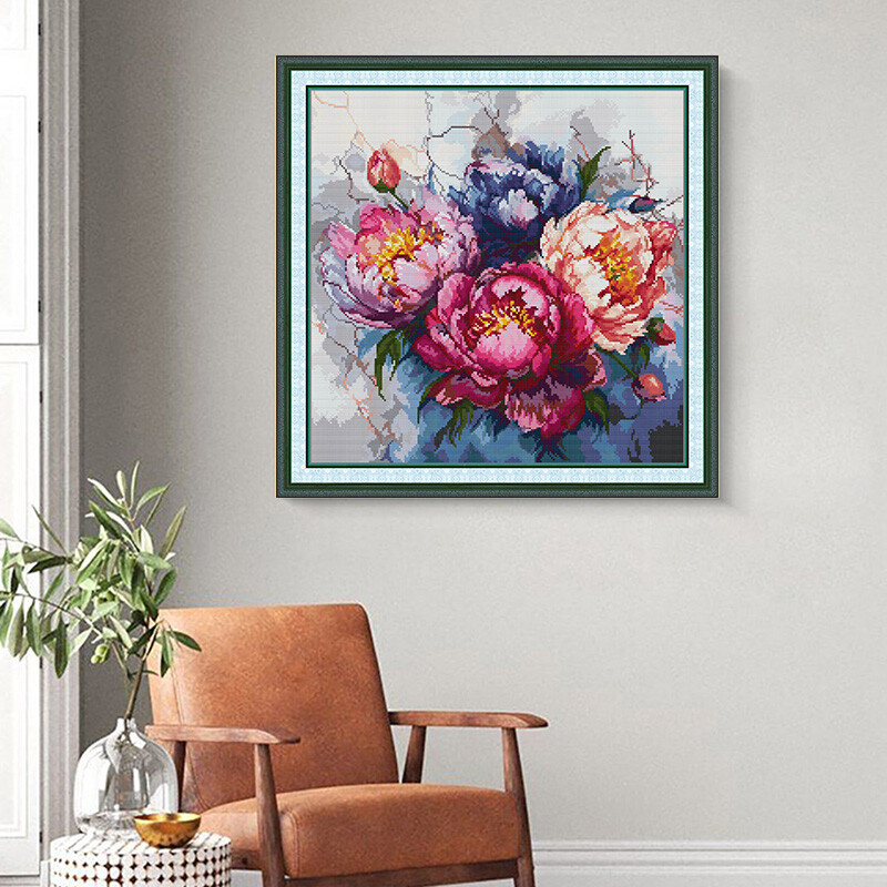 Súprava na krížikovú výšivku Joy Sunday Paeonia Suffruticosa s pečiatkou na plátne Aida 16CT 14CT 11CT vyšívanie DIY sada na dekorácie