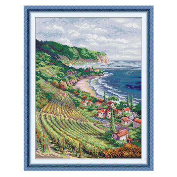 Blue Coastline Patterns Counted Cross Stitch Σετ 11CT 14CT 16CT Stamped DMC Kit σταυροβελονιά Κεντήματα κεντήματα Διακόσμηση σπιτιού