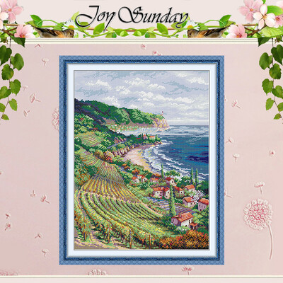 Blue Coastline Patterns Counted Cross Stitch Set 11CT 14CT 16CT DMC Cross-stitch Kit Бродерия за домашен декор