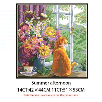 Vasaros popietės suskaičiuoti kryžminio dygsnio rinkiniai Kačių nespausdinti raštai drobės siuvinėjimo rinkiniai 11 14CT „pasidaryk pats“ namų dekoro paveikslai