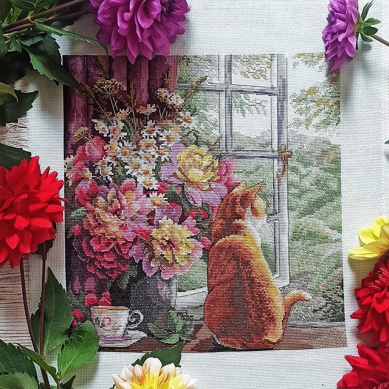 Vasaros popietės suskaičiuoti kryžminio dygsnio rinkiniai Kačių nespausdinti raštai drobės siuvinėjimo rinkiniai 11 14CT „pasidaryk pats“ namų dekoro paveikslai