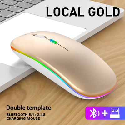 Mouse fără fir Bluetooth reîncărcabil cu mouse USB RGB 1600DPI de 2,4 GHz pentru computer, laptop, tabletă, computer, Macbook, mouse pentru jocuri, gamer
