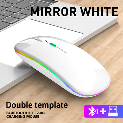 Mouse fără fir Bluetooth reîncărcabil cu mouse USB RGB 1600DPI de 2,4 GHz pentru computer, laptop, tabletă, computer, Macbook, mouse pentru jocuri, gamer